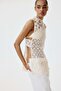 Tie-belt crochet-look top - 4