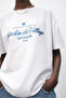 Unisex Oversized T-Shirt Jardin Du Village Printed Black / White - 2