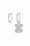 Letter Z Zircon Stone Hoop Earrings Stainless Steel Women's Earrings