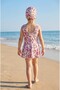 Girl's Skirted Swimsuit and Cap Set Sea Pool Swimsuit - 2