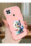 Poco C31 Compatible Case Camera Protector Pink Silicone Couple Phone Case Cat Pattern