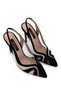 Women's Genuine Leather Black Suede Heeled Shoes - 3