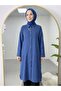 Women's Shirt Collar Viscose Tunic Blue