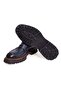 Dark Blue Color Laceless Genuine Leather Men's Shoes - 3