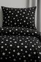 طقم غطاء لحاف منقوش فردي من nry shop Ezgi، مقاس 155 × 230 سم، نمط نجمة، أسود، مع غطاء وسادة - 3