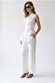 2142 Women's Linen Blend Suit with Belt Detail White - 3