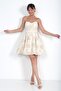 Women's Floral Patterned Strapless Lined Waist Draped Jacquard Short Dress