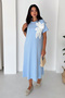 3D Floral Appliqué Midi Dress with Slit Detail - 2
