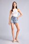 100% Cotton High Waist Cut-Off Hem Jean Light Indigo Shorts H0746Ax26Hs - 3