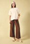 100% Cotton Relax Fit Round Neck Voile Short Sleeve Ecru Blouse G8807Ax26Sm - 2