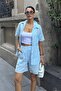 Women's Brode Lace Detailed Shirt Shorts Woven Bottom - Top Set - 4