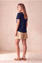 Women's Navy Blue Viscose / Polyester Blended Regular Fit V-Neck Short Sleeve T-Shirt Ellis - 7