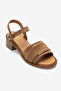 Women's Thick Heel Thick Strap Sandals Real Leather Rc 1411 Suede Mink - 2