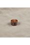 Copper Gray Red Diamond Pattern Wide Adjustable Ring - 8
