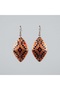 100% Handmade Copper |   Copper Orange Navy Blue Diamond Pattern Dangle Earrings |   100% Handmade Copper - 8