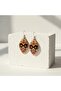 100% Handmade Copper |   Copper Orange Black Kilim Patterned Dangle Earrings - 2