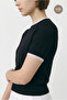 Black Thin Knitwear Blouse with Lace Sleeves and Collar - 4