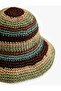 Colorful Straw Bucket Hat with Knitted Detail - 3