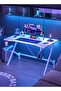 Gaming Table with Cup Holder and Headset Hook, Ergonomic PC Computer Desk, Gaming Desk with Carbon Fibre - 2