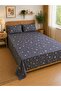 3-Piece Flat Bedsheet Set, Celestial Stars Pattern, 100% Cotton, 125 GSM, 1 Flat Sheet