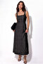 Women's Floral Patterned Lined Strappy Maxi Dress