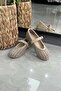 Laser Cut Genuine Leather Women's Ballerinas Beige