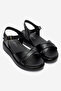 100% Genuine Leather Orthopedic Sole Cross-Strapped Women's Sandals-Black - 2