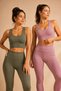 Women's 2-Piece Ribbed Padded Sports Bustier & High Waist Shaping Leggings