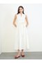 Cream Cotton Sleeveless A-Line Maxi Dress - 3