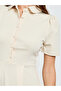 Beige A-Line Maxi Dress with Short Sleeves - 4