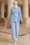 Belden Allerlli Gold Brooch and Trousers Two-Piece Suit Baby Blue - 2