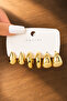 Gold Beveled Hoop Earring Set Shiny Design Women's Earrings - 2