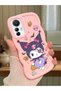 Mi 12 Lite Compatible Case Camera Protector Pink Silicone Couple Phone Case Cartoon Pattern