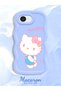 iPhone 16E Compatible Case with Camera Protector Blue Silicone Couple Phone Case Kitty Pattern - 2
