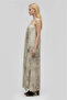 Beige Patterned Halter Neck Long Dress - 2