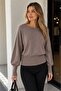 Women's Popular Asymmetrical Boat Neck Knitwear Sweater Mink - 5