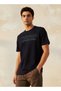 Men Slim Fit Crew Neck Short Sleeves Typographic Print T-shirt
