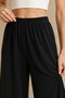 Women's Black Elastic Waist Wide Leg Trousers - 5
