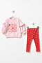 Baby Girl Top and Bottom Set with Tights and Ruffle Detail, Printed - 2