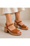 Tan Suede Women's Platform Heeled Sandals – Genuine Leather Lined Casual and Stylish Summer Shoes - 5