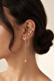 Butterfly Figured Gold Color Chain Dangle Earrings with Cartilage Detail