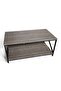 Migue home Modern Two Tier Coffee Table for Living Room, Easy Assembly, 100cm L x 55cm W x 45cm H, Washed Grey Color - 3