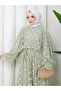 Flower-Patterned Lace Dress with Double Layered Veil and Gold Chain Belt.. 2 Pieces of Lace Poncho - 7