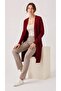 Women's Burgundy Cherry Color Long Slit Basic Cardigan - 4