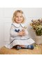 Baby Girl Bebe Collar Striped Daisy Patterned Cotton Dress with Blue Bow Detail - 5