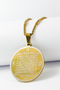 3.5 cm Plate Gold Color Double Sided Celcelutiye Vefki Embroidered 60 cm Bar Thick Doc Chain 316L Stainless Steel Necklace - 2