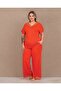 Orange Lace Detailed King Size Pajama Set - 2