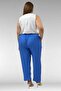 69014 Large Size Double Tensel Pants with Elastic Waist and Pockets - Indigo - 4