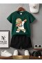 Summer Children's T-Shirt Shorts Unisex (Beige with Printed Hat)