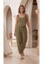 Women's Muslin Textured Crop Tank Top and Cargo Pocket Shalwar Pants Two-Piece Set - 5